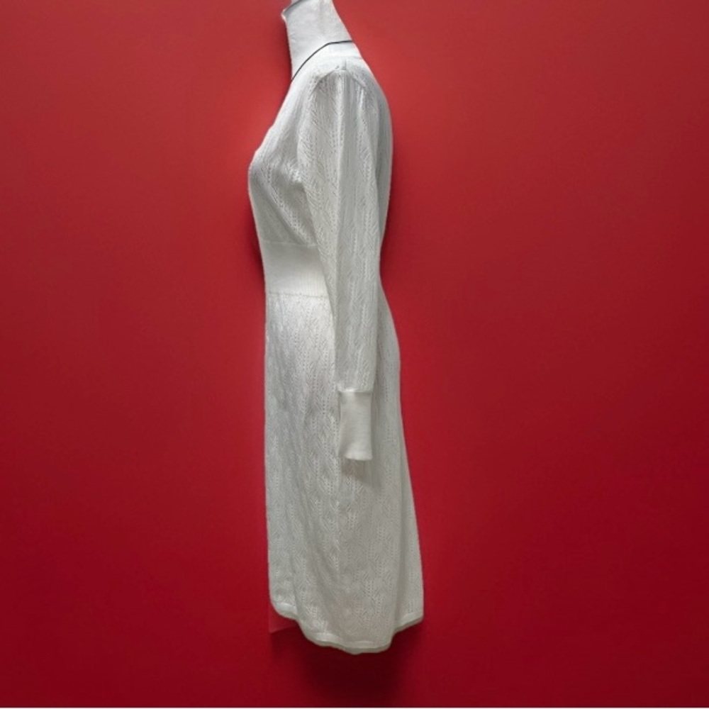 SHEIN Women’s Pointelle Knit Sweater Dress White S (can fit a medium) - Picture 4 of 7